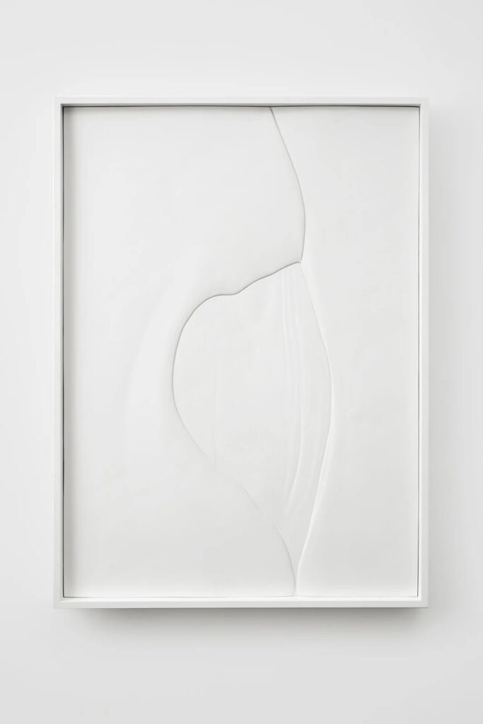 Anthony Pearson, Untitled (Plaster Positive), 2015, Hydrocal in lacquer coated maple frame, 151.8 x 111.1 x 11.4 cm © The Artist, Photography via Marianne Boesky Gallery