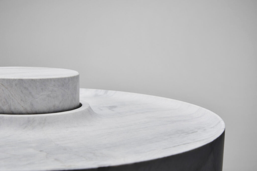 Detail of the Table Lamp with fine details of the marble designed by Ross Gardam