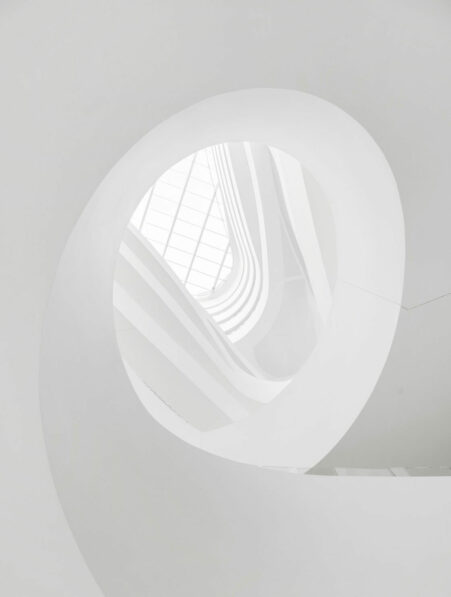 A minimalist photogrpahy with a staircase in a museum | via Aesence