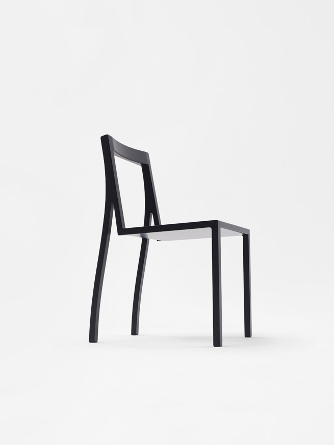 Black minimalist Heel Chair designed by Nendo | Aesence