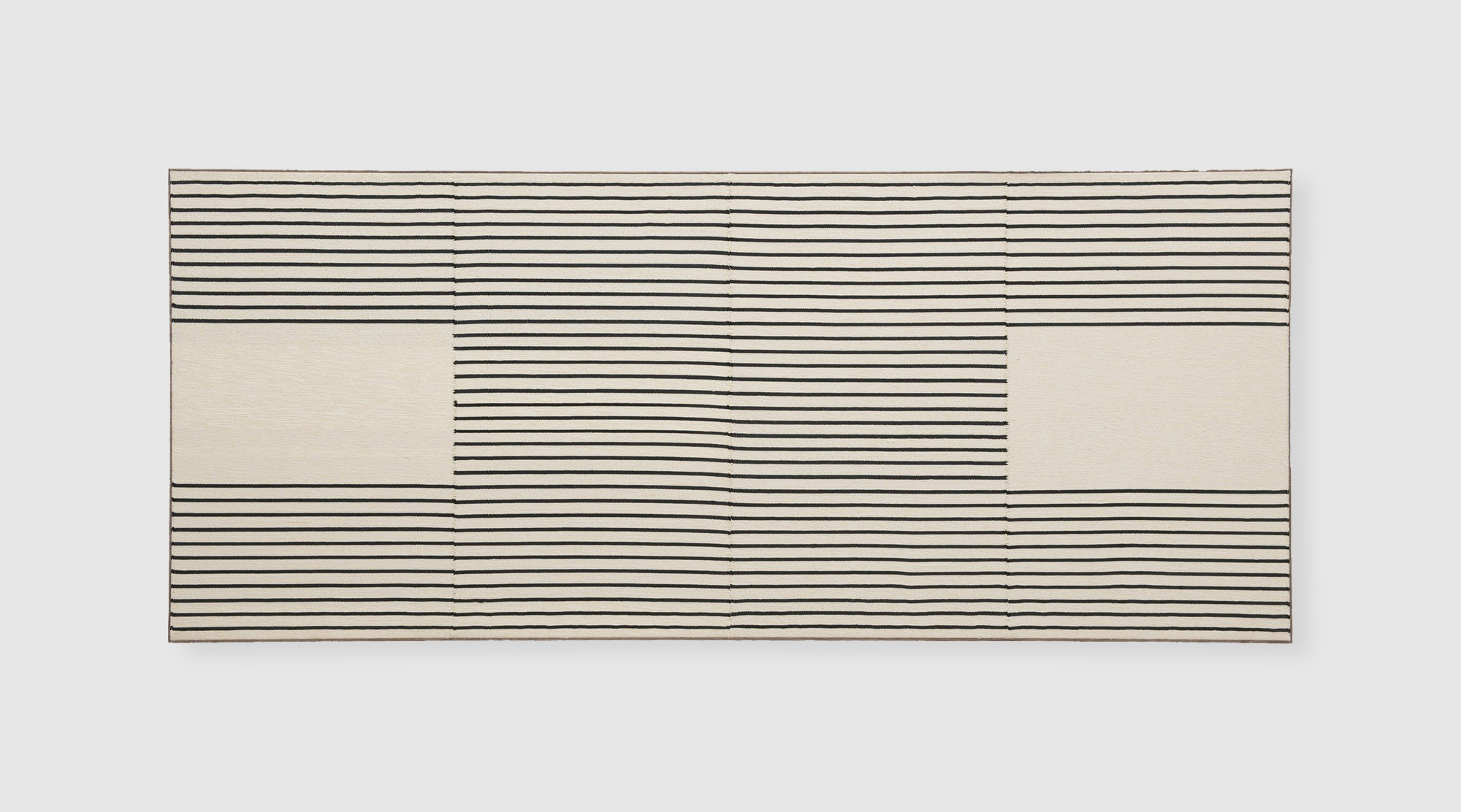 Brent Wadden, Untitled, 2018, handwoven fibers, wool, cotton and acrylic on canvas, 157 cm × 372 cm × 4 cm © Brent Wadden via Pace Gallery