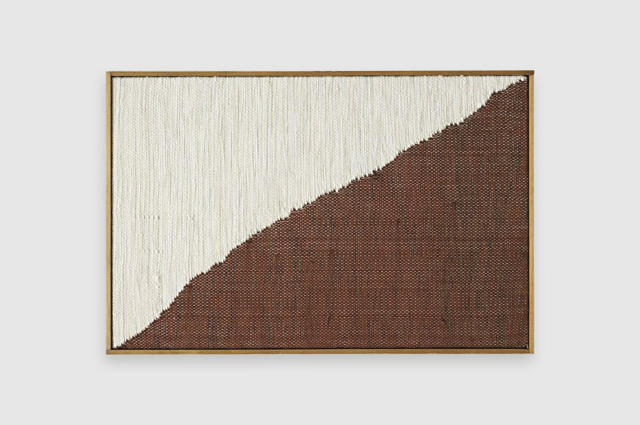 Brent Wadden, Untitled, 2013, handwoven fibres, wool, cotton, acrylic on canvas, in artist's frame, 54.6 x 82.3 cm © The Artist via Phillips Auction