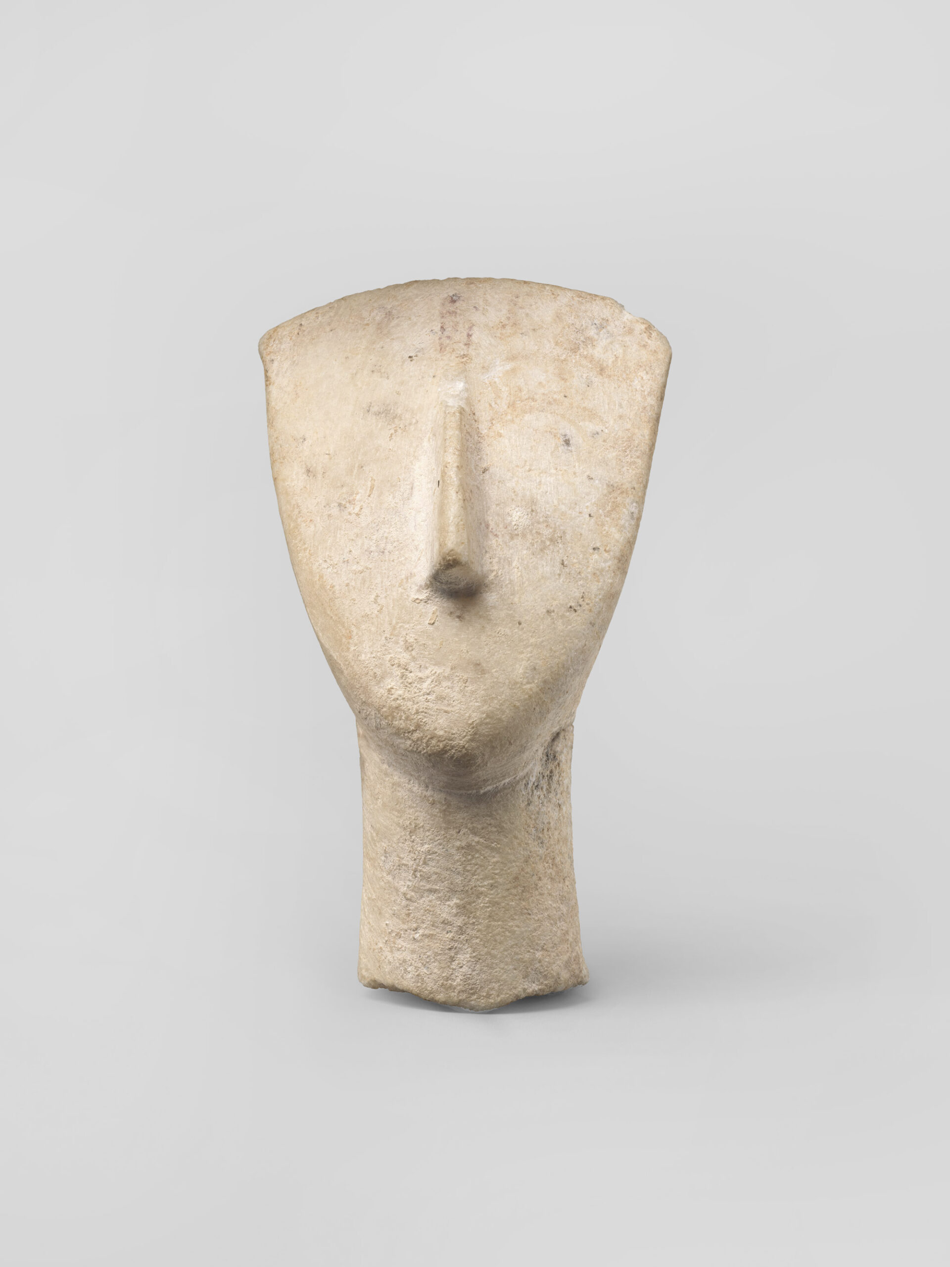 Head and neck from a marble figure, Early Cycladic II, 2700–2500 BCE, Marble, 6.6 cm x 3.8 cm, The Metropolitan Museum of Art, New York, NY, USA and Public Domain