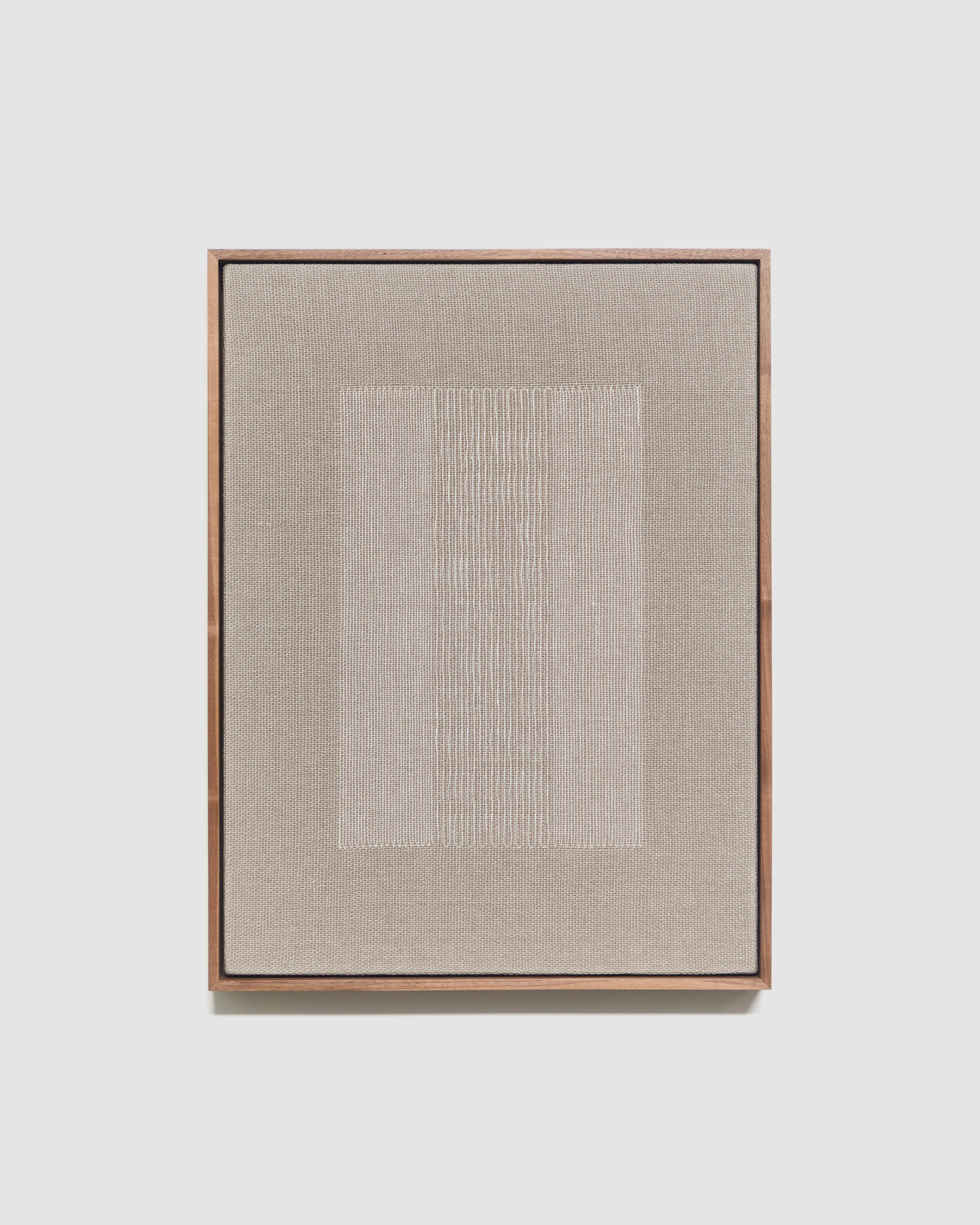 Rachel DuVall, White Weave and Dash On Natural, Hand woven linen, 2022, ca. 45 x 60cm © The Artist