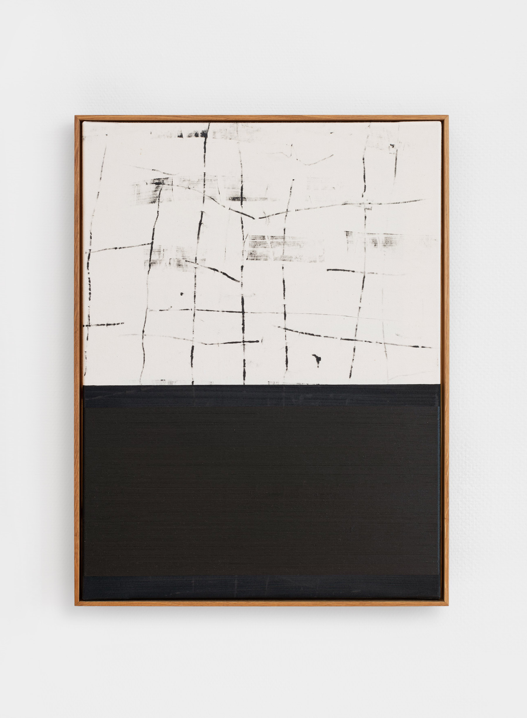 Søren Sejr, Comp. black / broken grid / 1 block oil stick, 2022 Acrylic and oil stick on canvas, 80 x 60 cm © The Artist