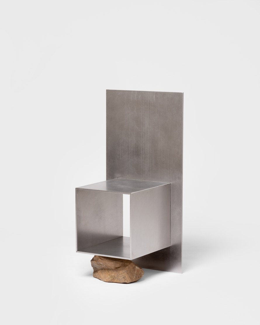 Image 5: Lee Sisan, Proportions of Stone Chair, 2019, Stainless Steel / Natural Stone, 45 × 41 × 90 cm © The Artist/Designer