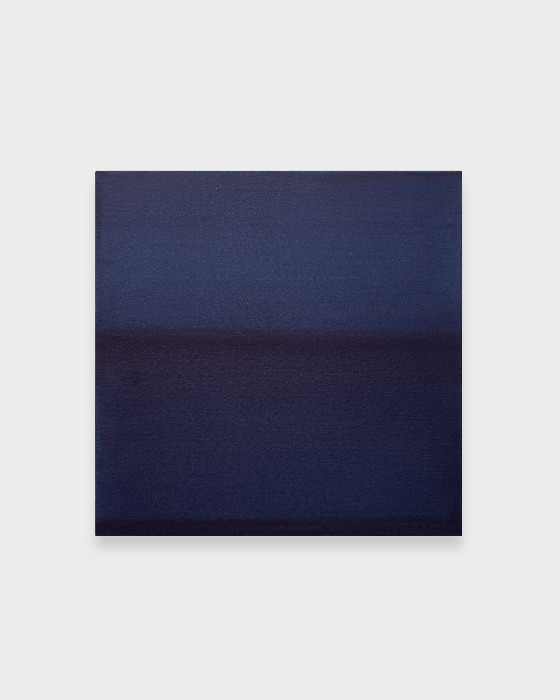 Maya Makino, Fog No.15, 2023, Indigo dye and gofun (shell lime) gesso on wooden panel, 30×30 cm © The Artist