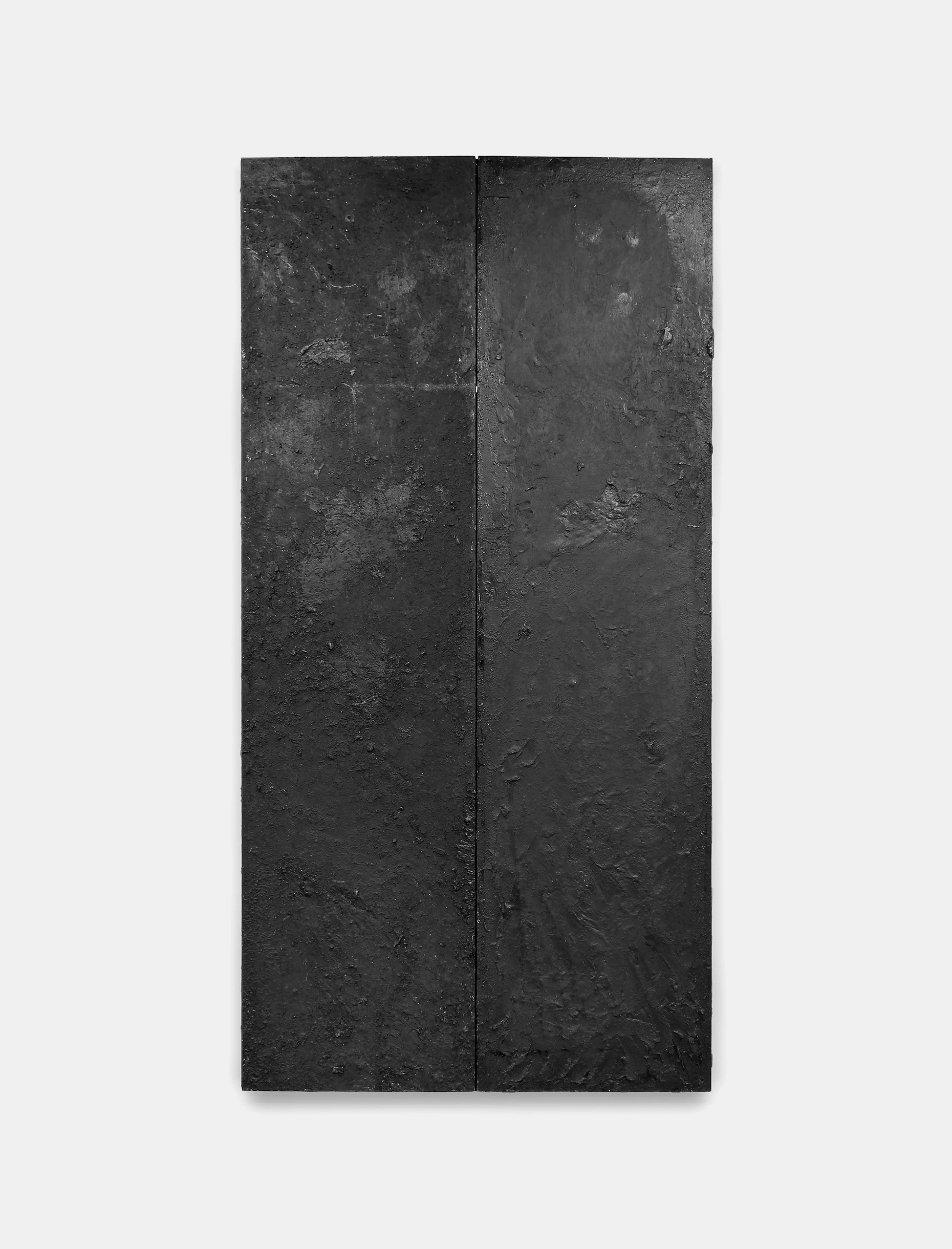 Eleanor Bartlett, Mater 2, 2020, Tar on prepared board, 244x122cm © The Artist, Image Courtesy Three Works