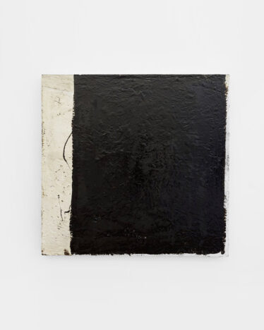 Eleanor Bartlett, Untitled No.55, 2017, Tar, metal paint on canvas, 110 x 112 cm © The Artist, Image Courtesy Tin Type Gallery