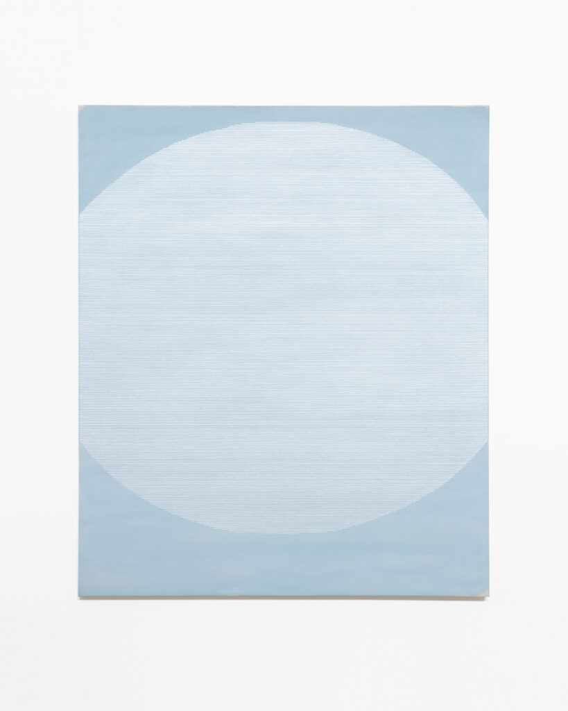 Alexander Jowett, Arctic Moon, 2023, acrylic and paint pen on canvas over wood panel, ca. 183 x163 cm, © The Artist, Image Courtesy Alison Milne gallery