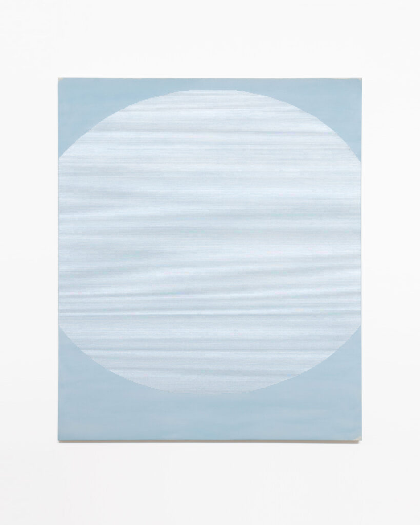 Alexander Jowett, Arctic Moon, 2023, acrylic and paint pen on canvas over wood panel, ca. 183 x163 cm, © The Artist, Image Courtesy Alison Milne gallery