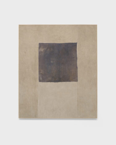 Lawrence Calver, Distance, 2020, Clay dyed and stitched linen and cotton, 230 x 190 cm © The Artist, Image Courtesy Simchowitz Gallery