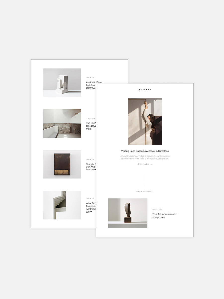 Aesence Newsletter for minimalist aesthetics