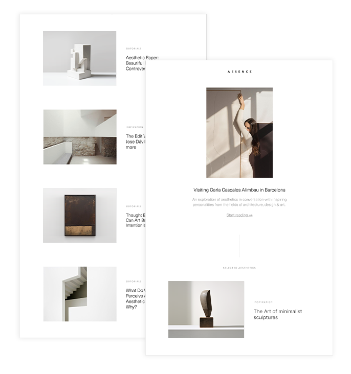 Aesence Newsletter for minimalist aesthetics
