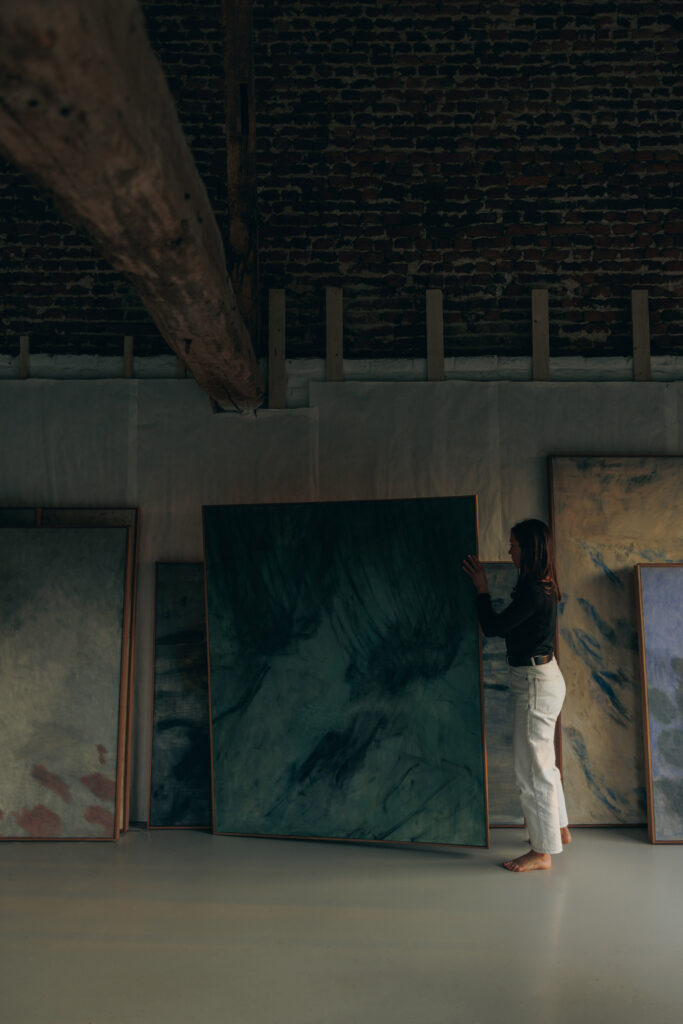 Nuria Maria in her studio © Richard Gaston. Image Courtesy of Cadogan Gallery