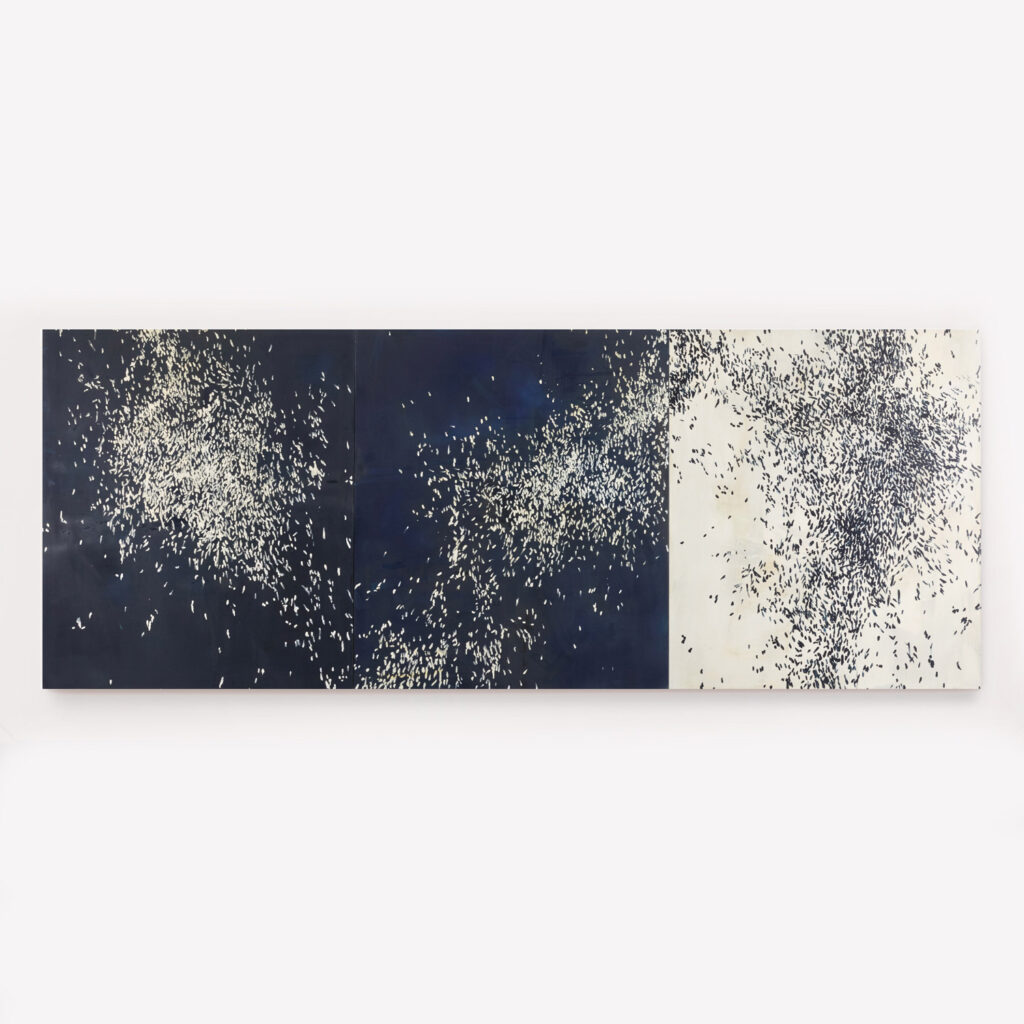 Sam Lock, 12005 mixed media on canvas 150 x 390 cm © The Artist, Image Courtesy Anima Mundi Gallery