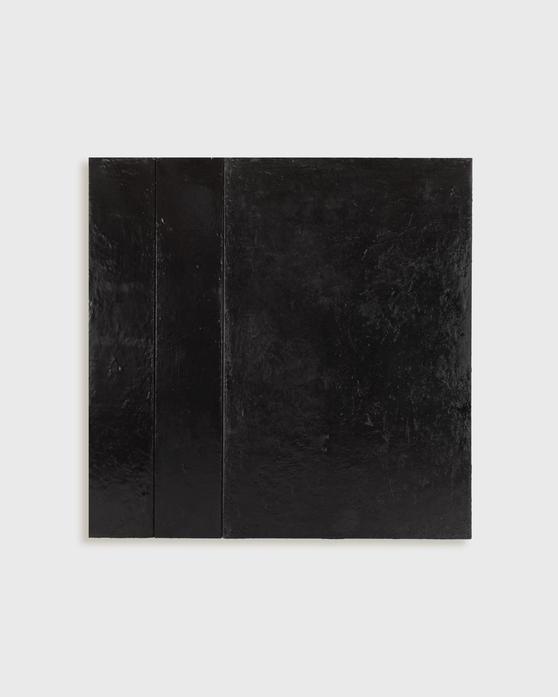 Eleanor Bartlett, Black Mother, 200cm x 200cm, Metal paint and tar on canvas © The Artist, Photography by Owen Smith