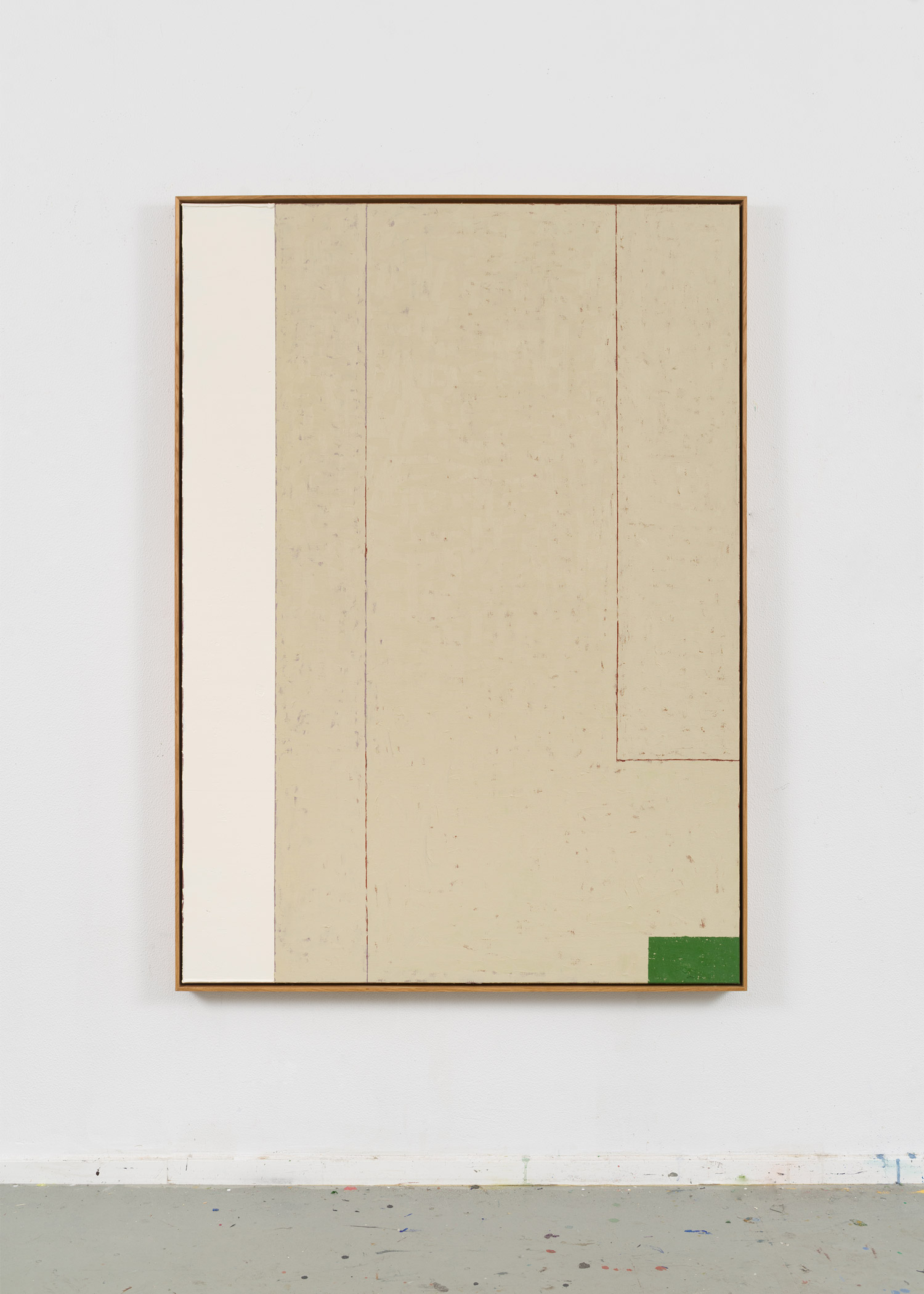Søren Sejr, White, Beige, Green and all the Things in Between, 2025, Acrylic, gel, oil and oil stick on canvas, 160 x 115 cm at Jacob Bjorn Gallery © The Artist, Photography by Jacob Friis-Holm Nielsen