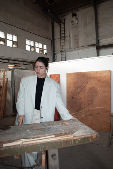 Marina Arias in her studio