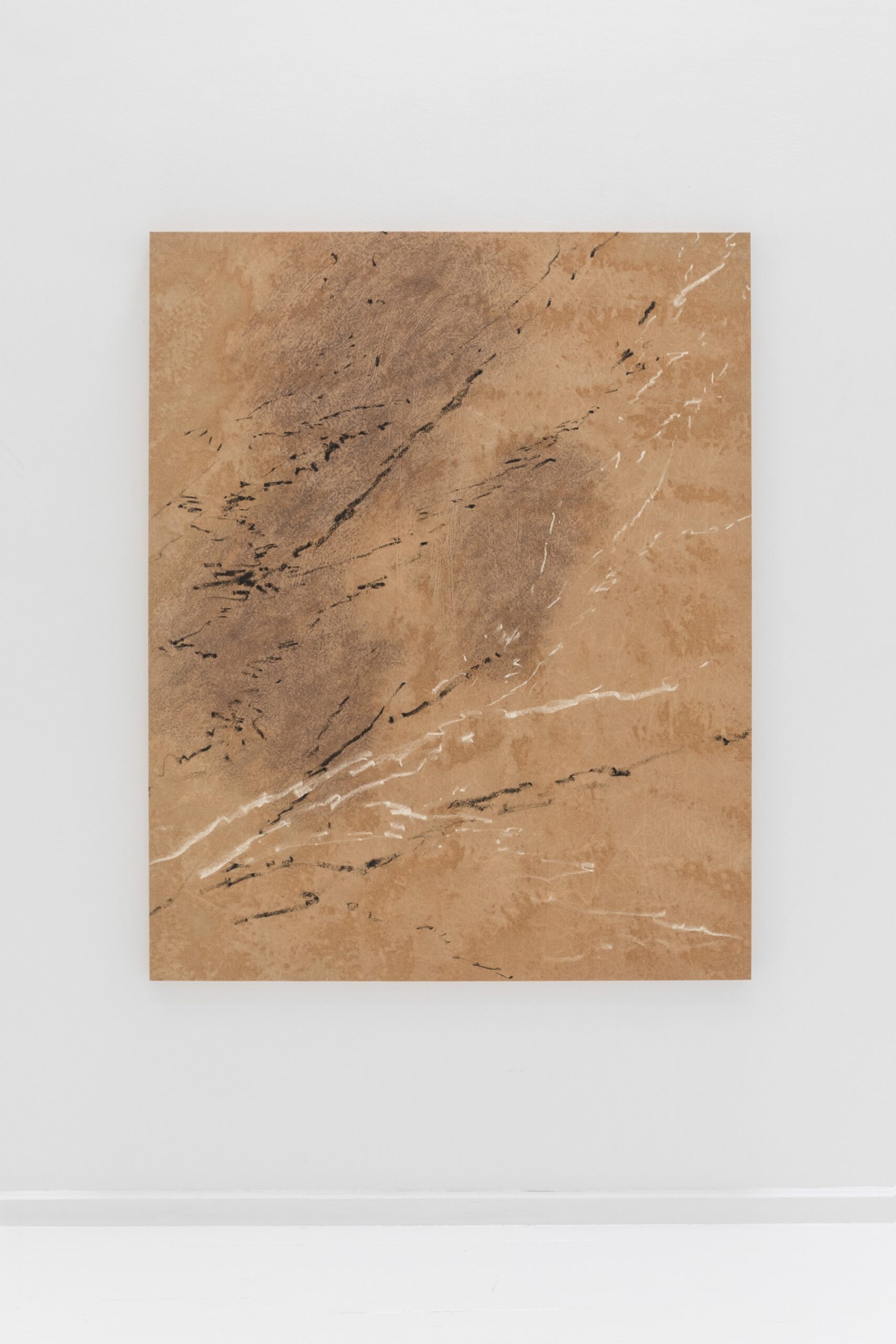 Marina Arias, Untitled A14, 2025, Acrylic and oil stick on raw cotton, 162 × 130 cm © The Artist, Photography Cecilia Coca, Courtesy Alzueta Gallery